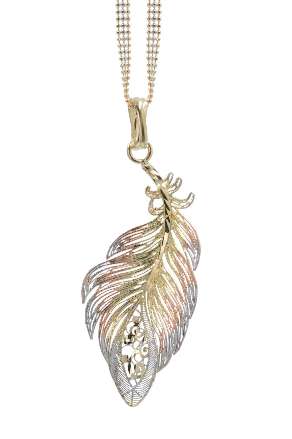 Cebeci 14 Ayar Renkli Yaprak Altın Kolye