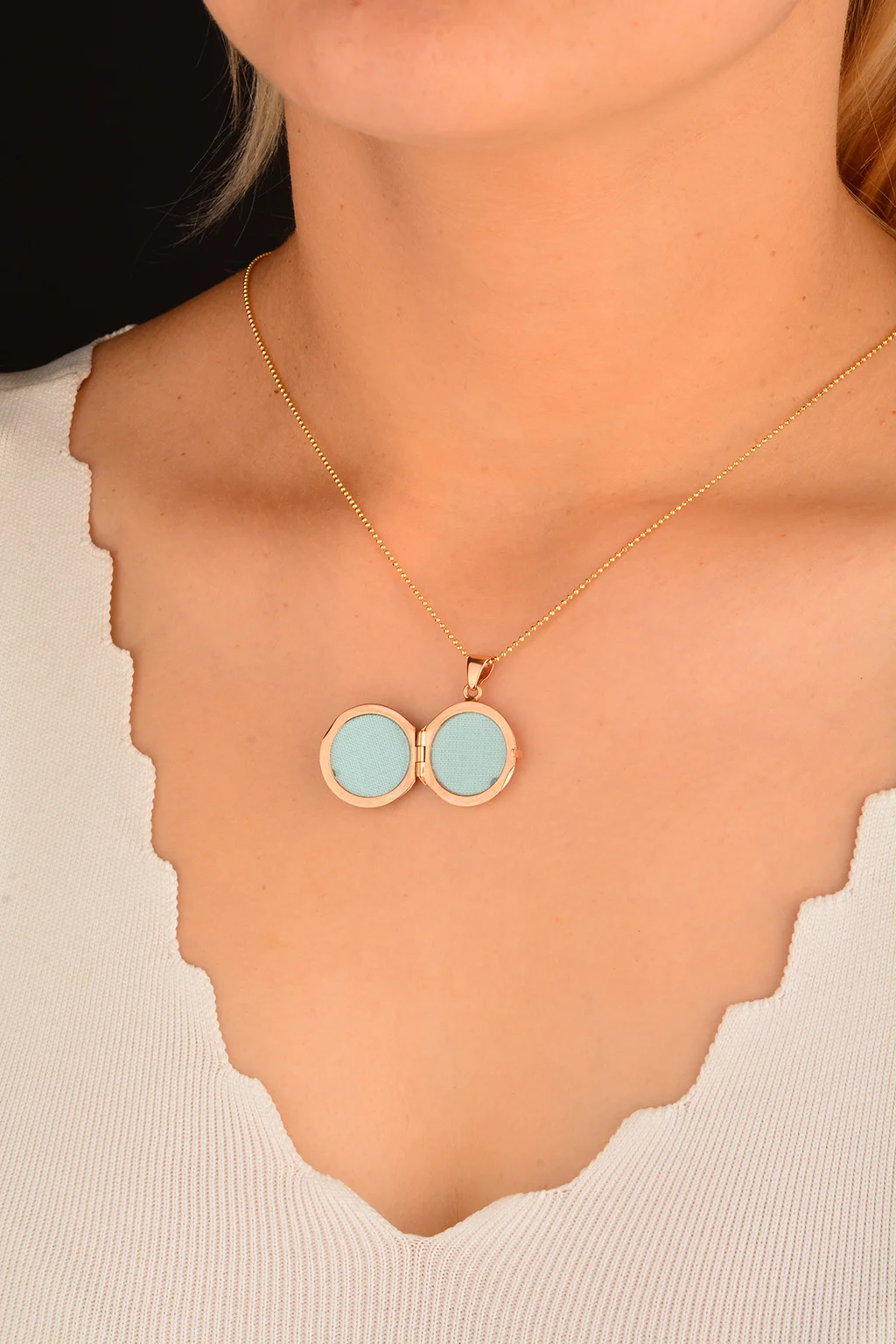 Cebeci 14 Ayar Rose Çerçeveli Kolye Ucu