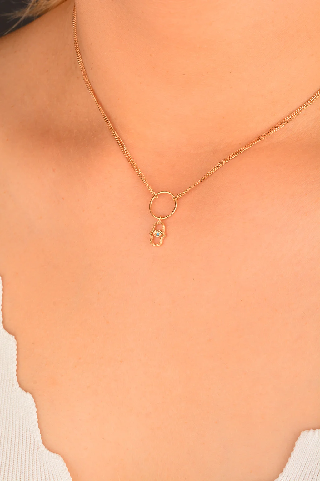 Cebeci 14 Ayar Rose Fatma Ana Eli Altın Kolye