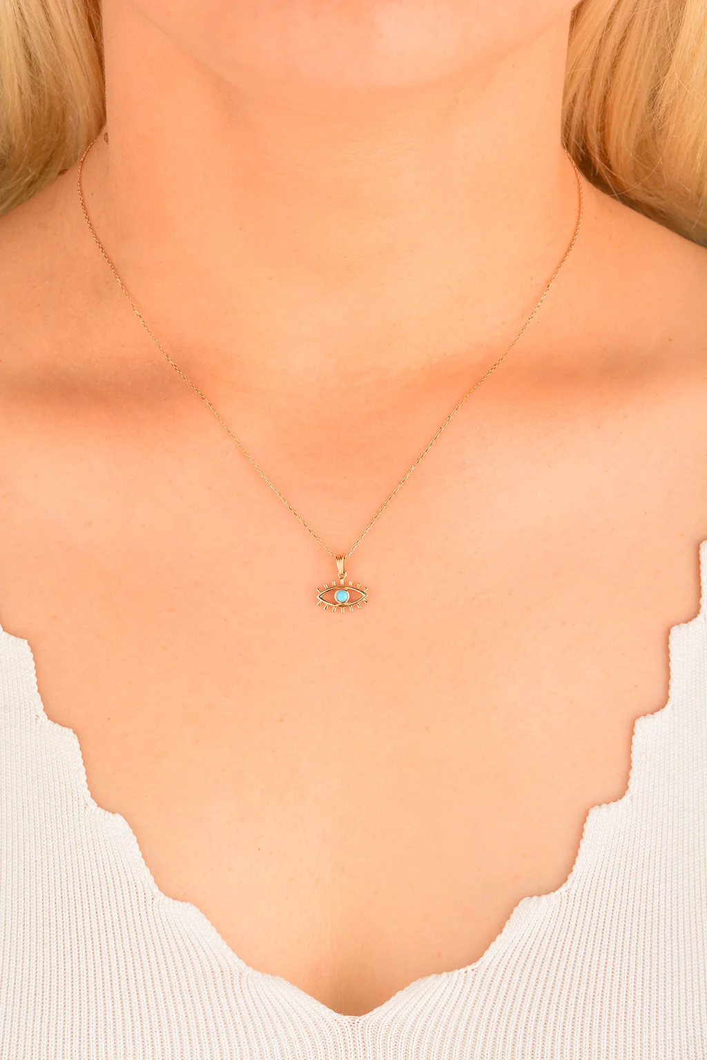 Cebeci 14 Ayar Rose Göz Altın Kolye