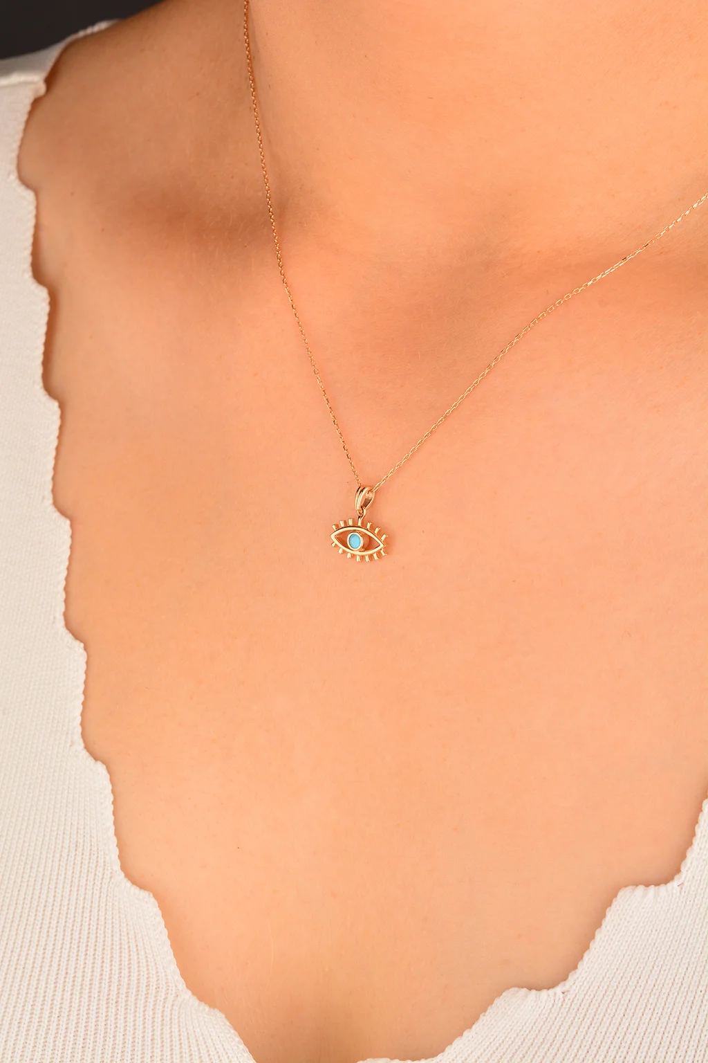 Cebeci 14 Ayar Rose Göz Altın Kolye