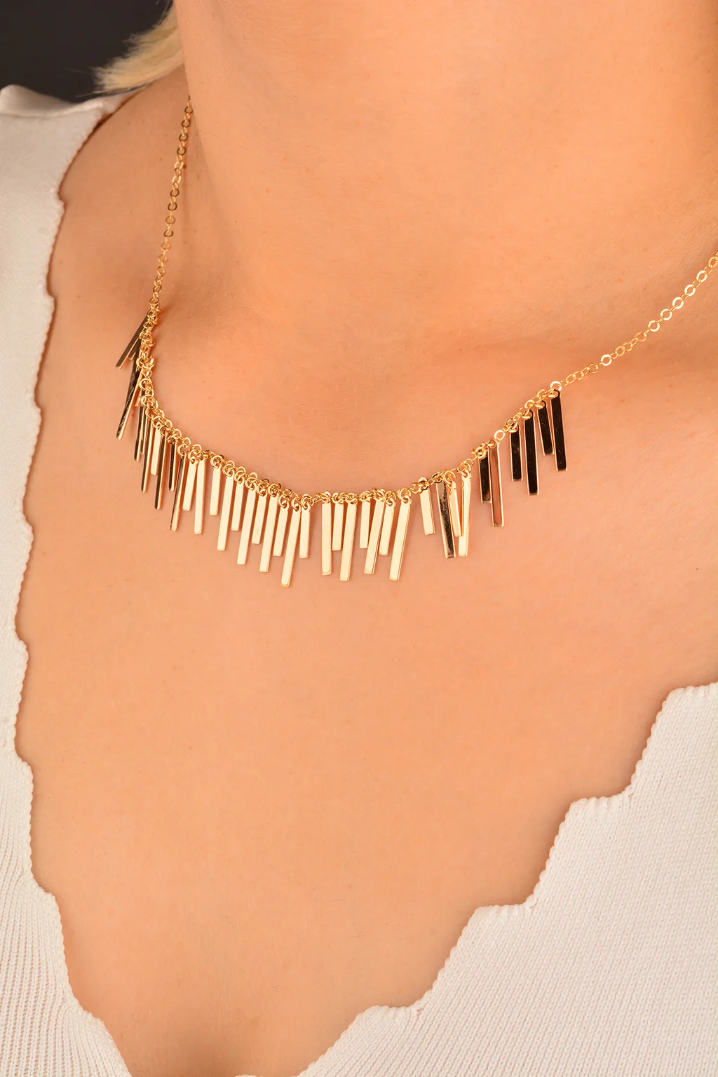 Cebeci 14 Ayar Rose Şerit Altın Kolye