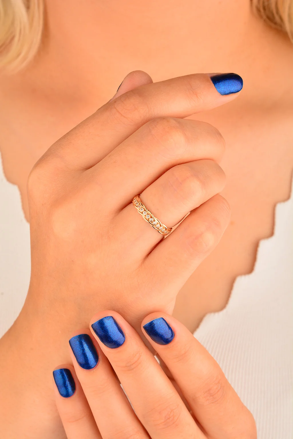 Cebeci 14 Ayar Rose Taşlı Yüzük