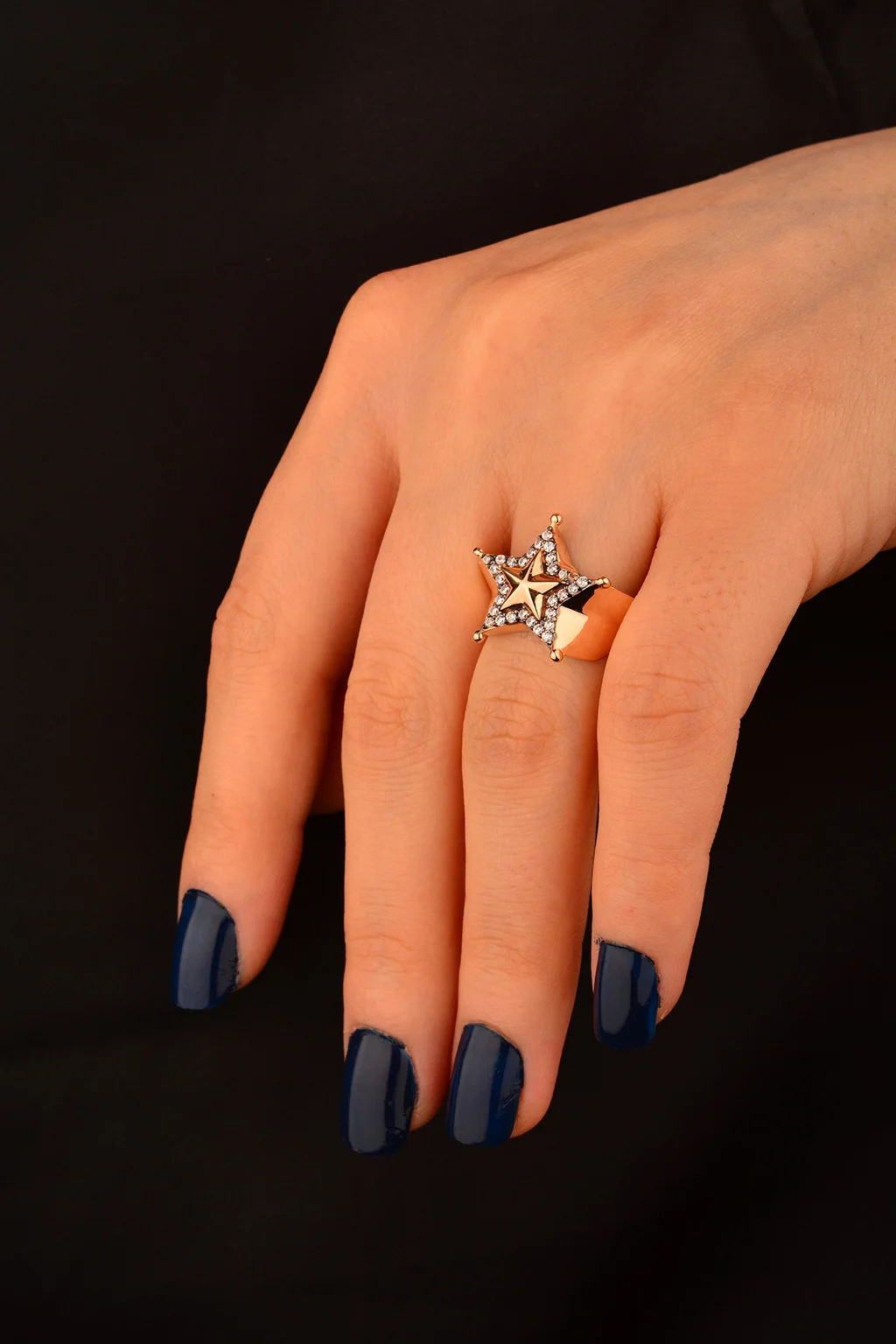 Cebeci 14 Ayar Rose Yıldızlı Altın Yüzük