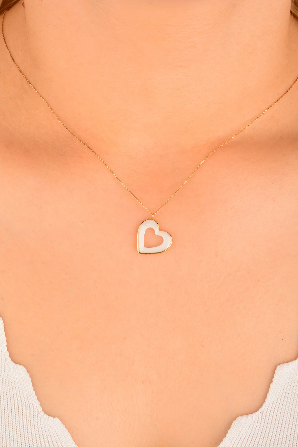 Cebeci 14 Ayar Kalpli Sedef Altın Kolye