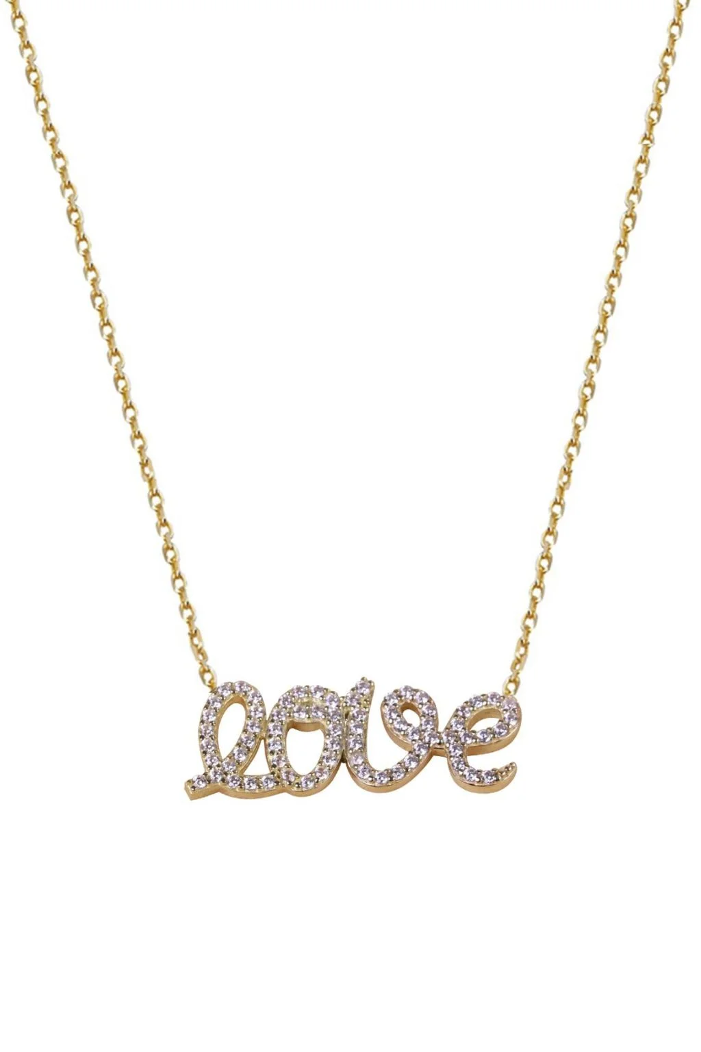 Cebeci 14 Ayar Taşlı Love Altın Kolye