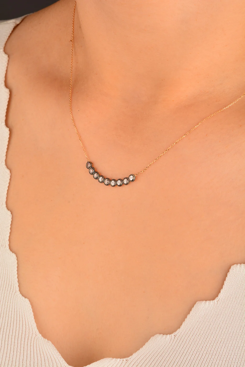 Cebeci 14 Ayar Rose  Altın Kolye