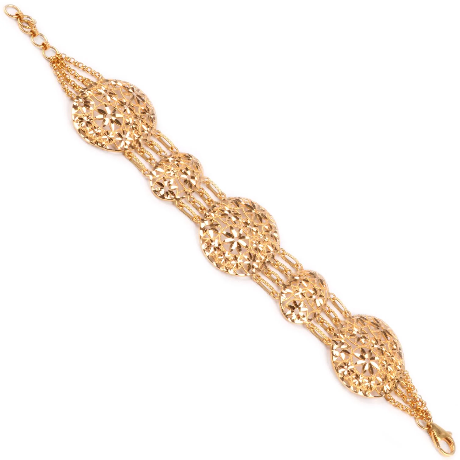 Cebeci 22 Ayar Çiçek İşlemeli Altın Bileklik