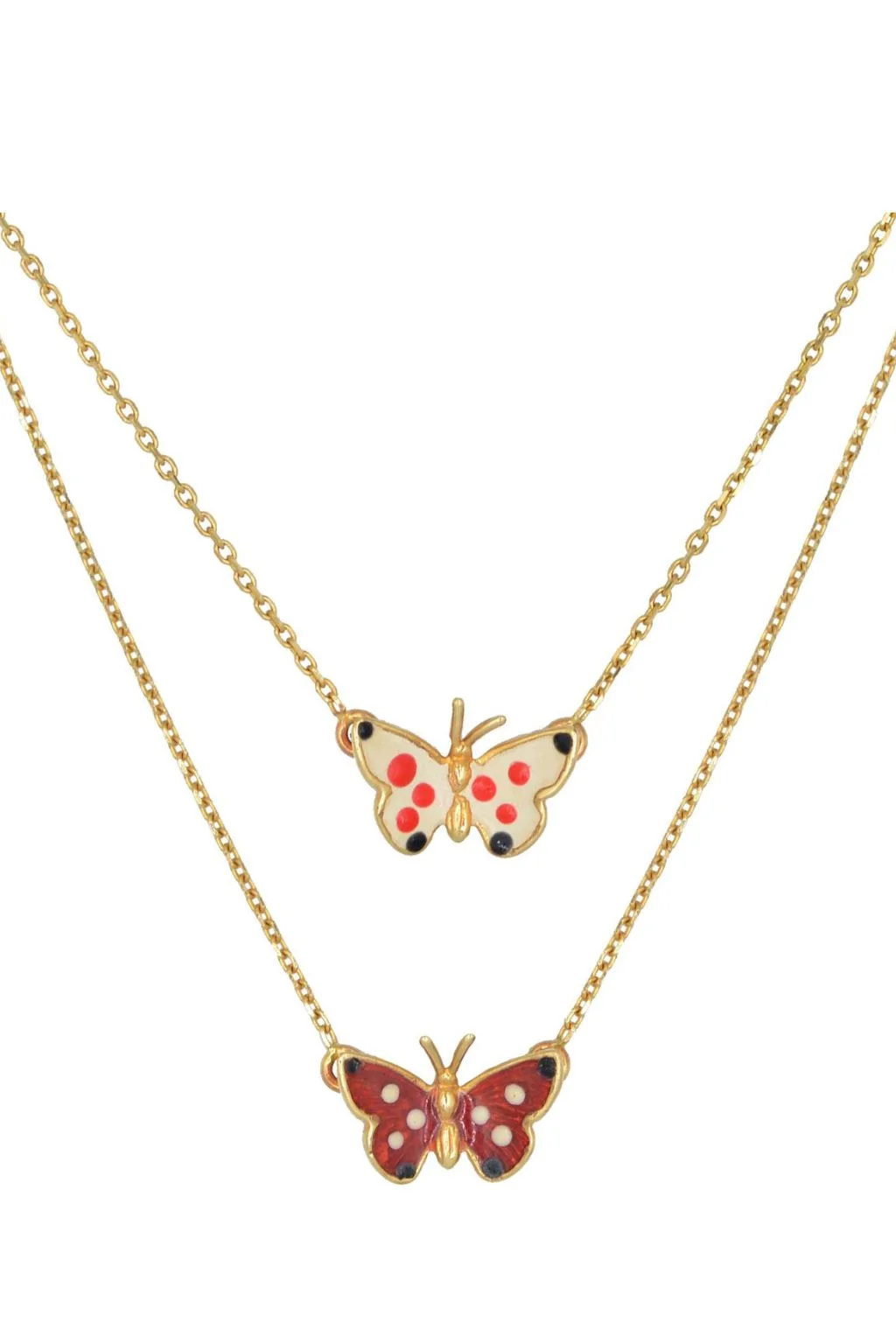 Cebeci 14 Ayar Çift Kelebekli Altın Kolye