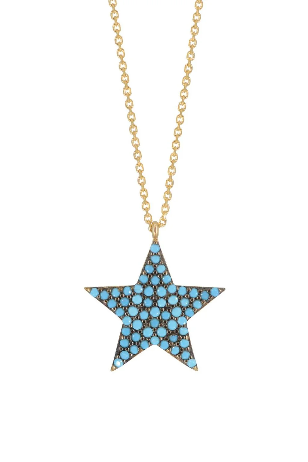 Cebeci 14 Ayar Mavi Yıldızlı Altın Kolye