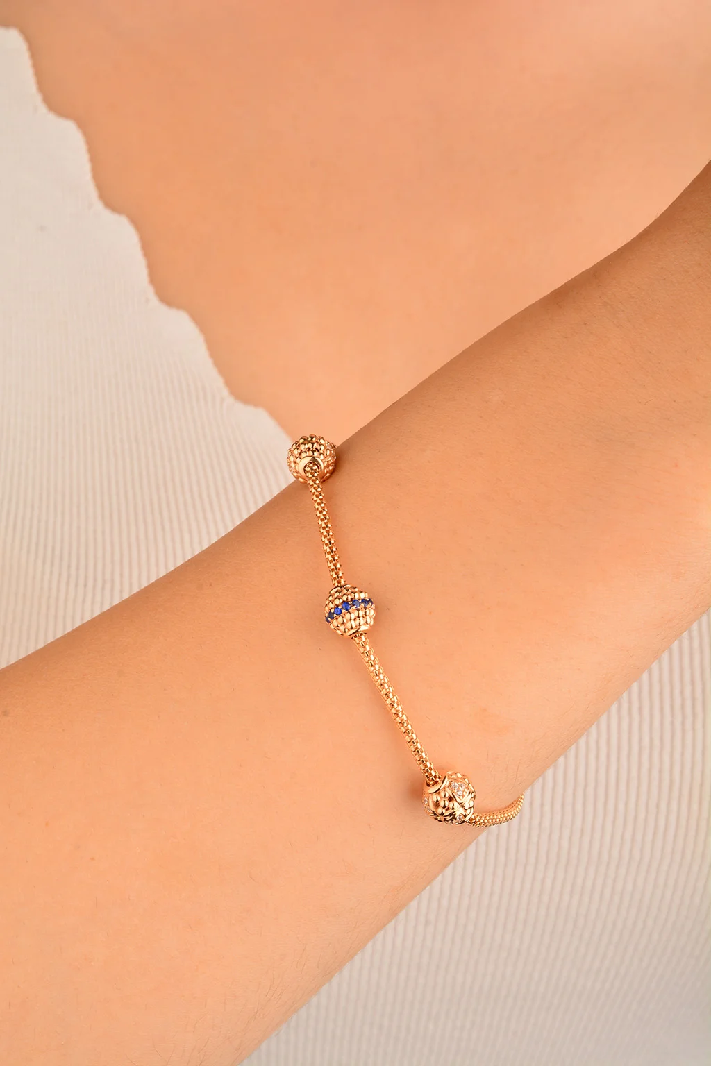 Cebeci 14 Ayar Toplu Rose Altın Bileklik