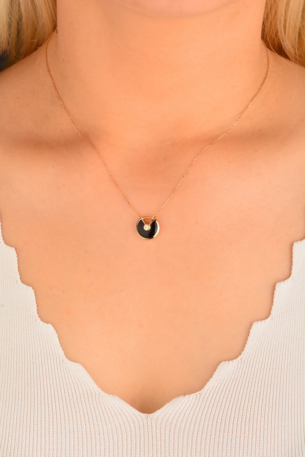 Cebeci 14 Ayar Rose Taşlı Altın Kolye