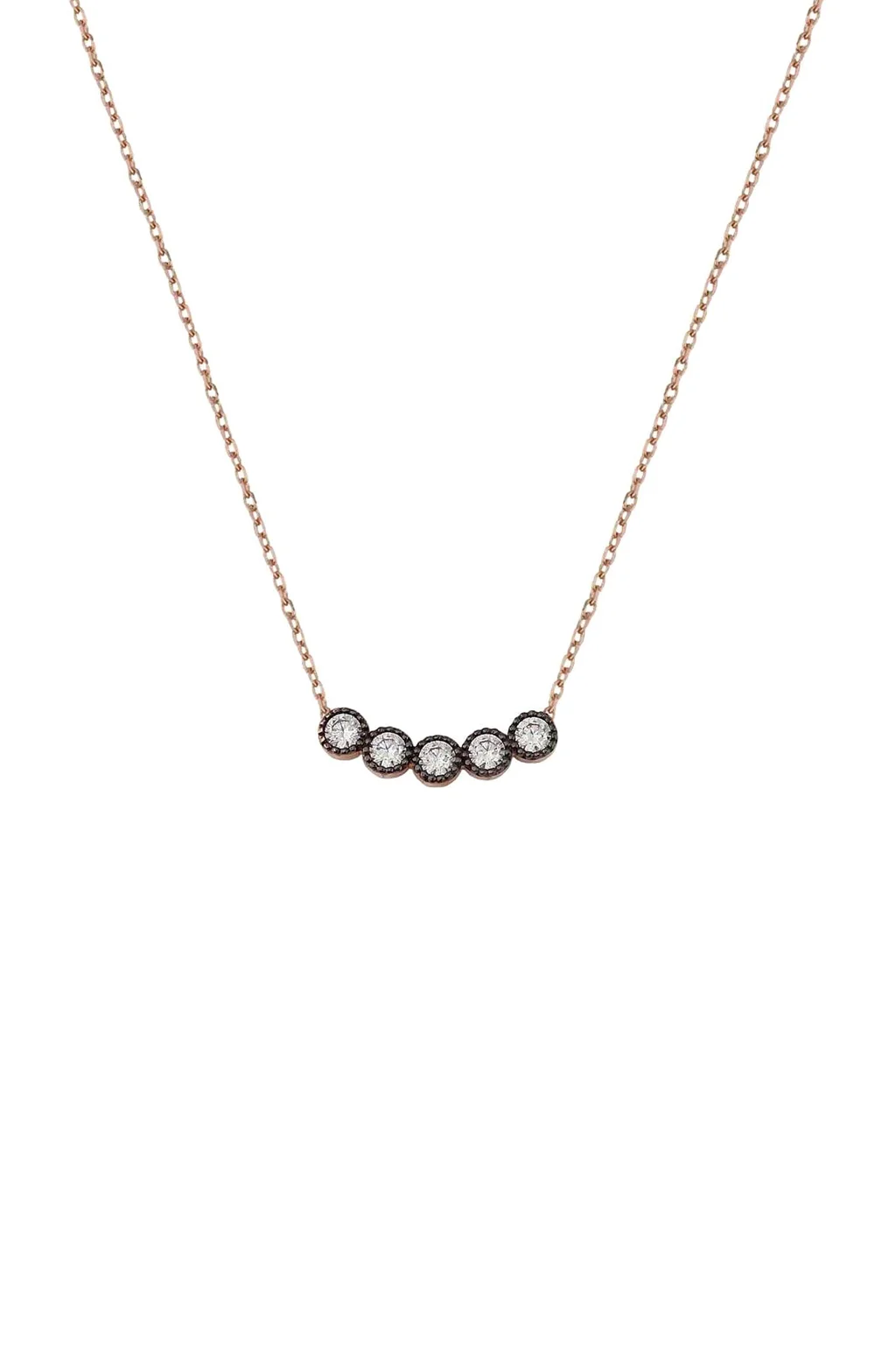 Cebeci 14 Ayar Sıra Taşlı Rose Altın Kolye