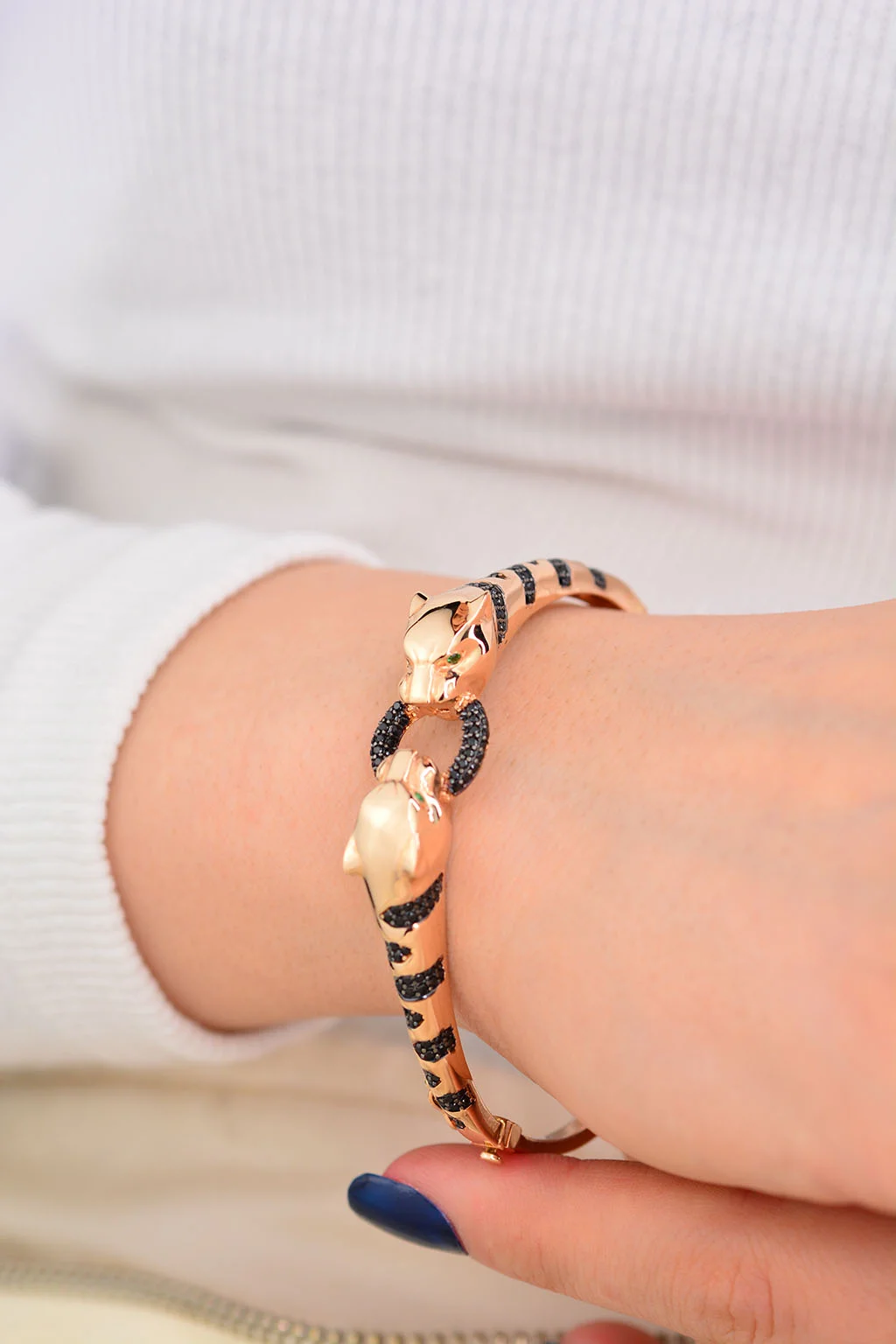 Cebeci 14 Ayar Çift Başlı Kaplan Rose Altın Bileklik