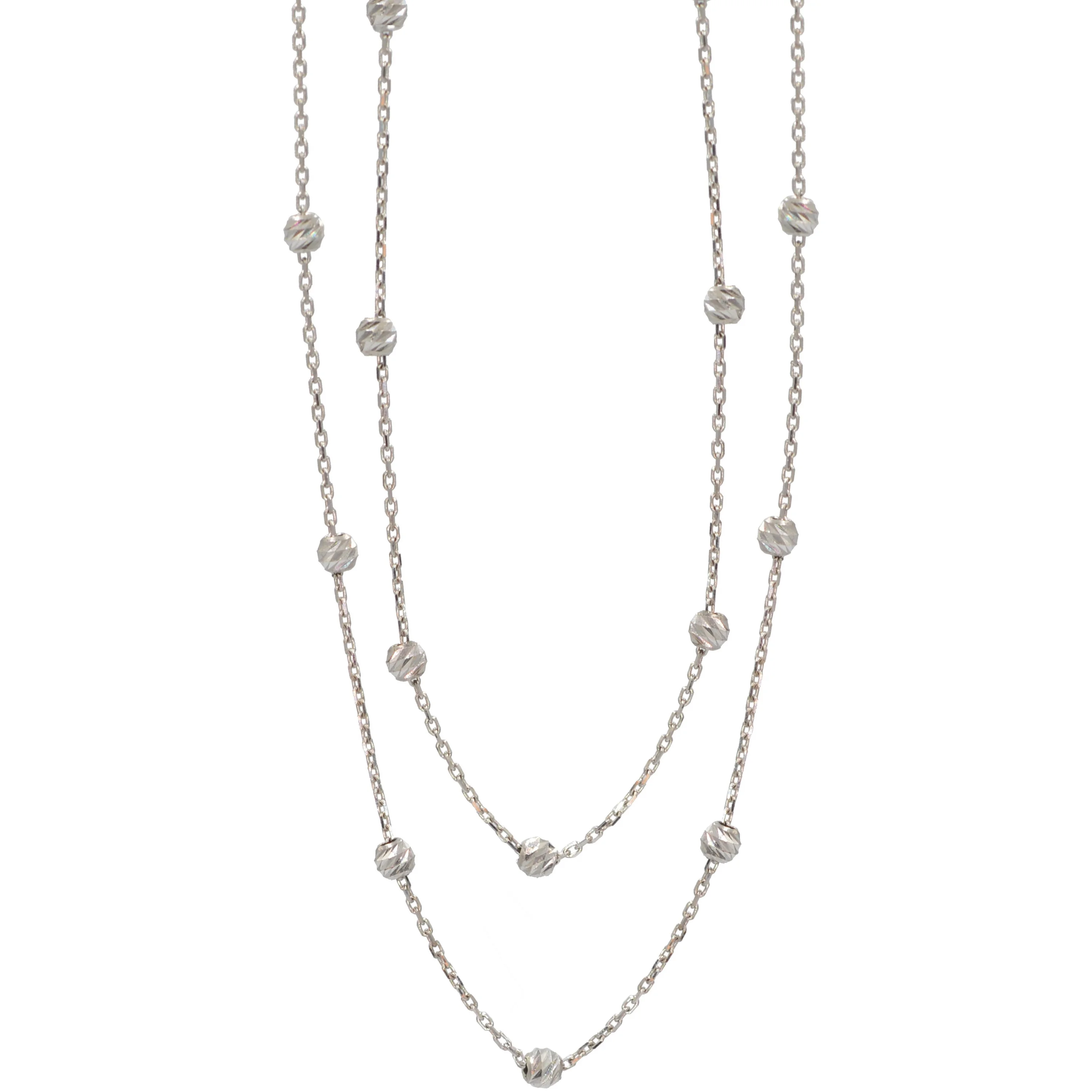 Cebeci 14 Ayar Dorika Toplu Beyaz Altın Kolye