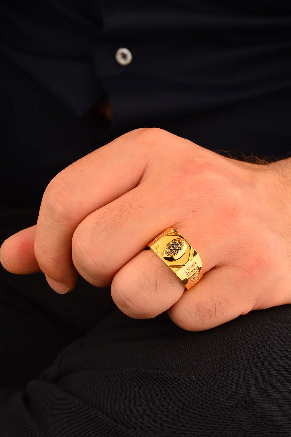 Erkek Taşlı Altın Yüzük