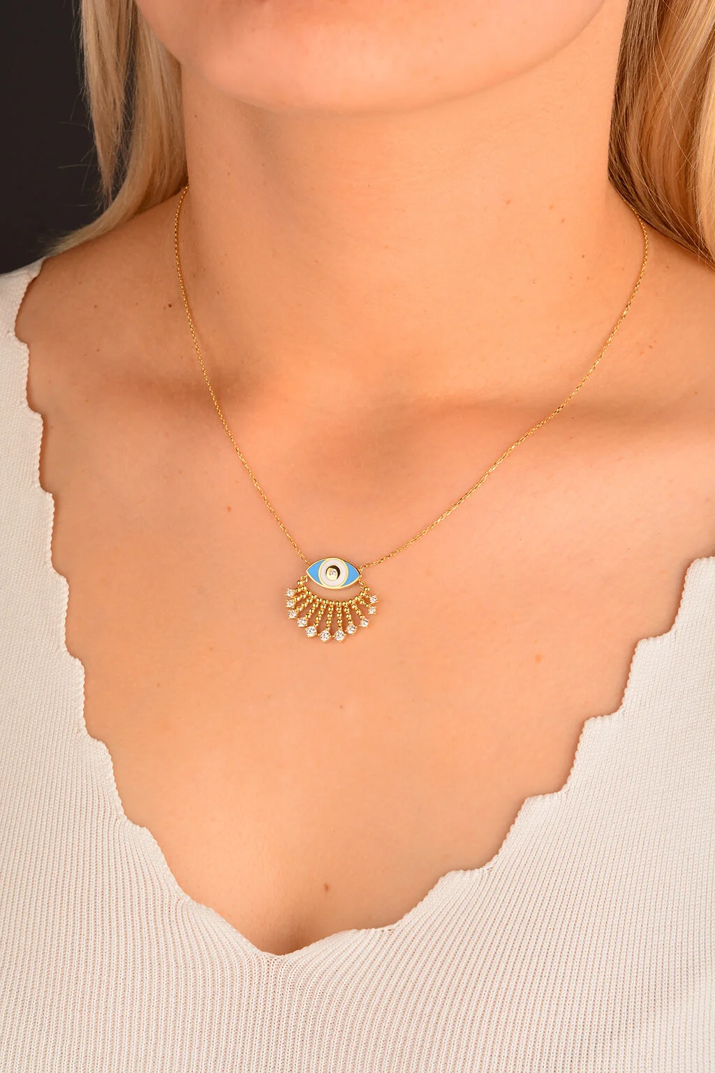 Cebeci 14 Ayar Göz Altın Kolye