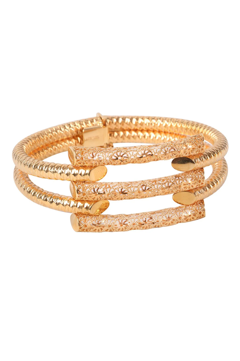 Cebeci 22 Ayar İşlemeli Kaburga Kelepçe Altın Bilezik