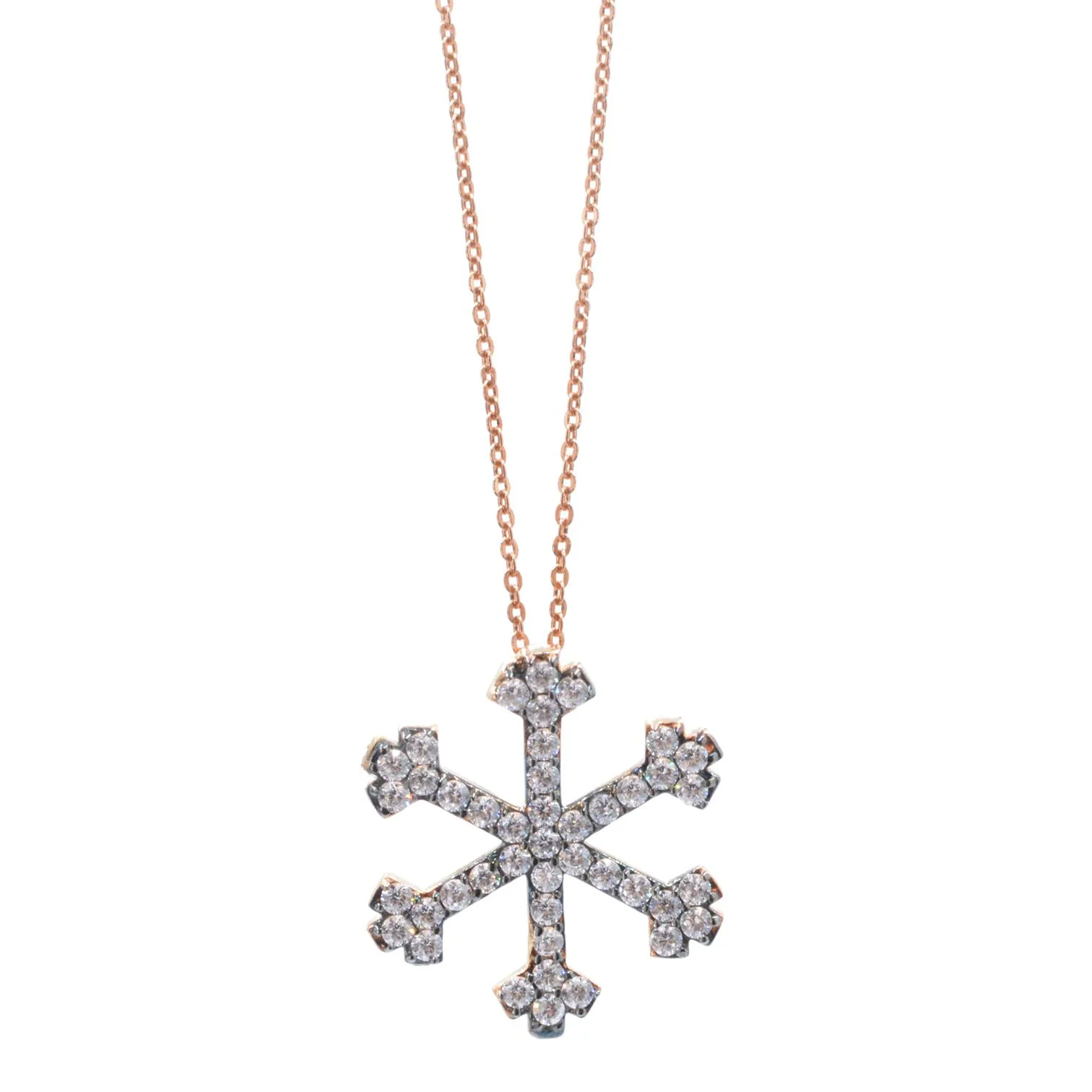 Cebeci 14 Ayar Kar Tanesi Rose Altın Kolye