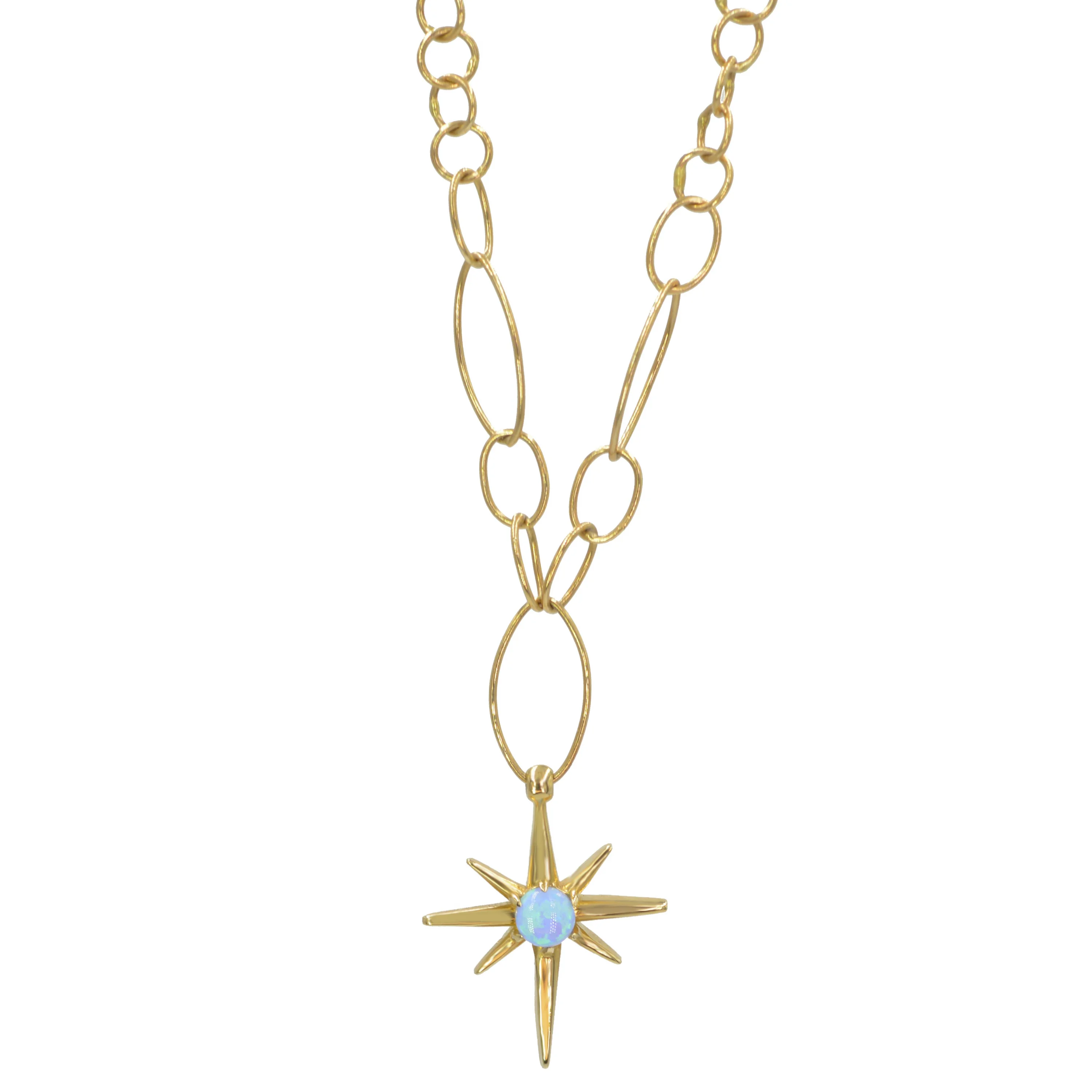 Cebeci 14 Ayar Mavi Taşlı Kuzey Yıldızı Altın Kolye