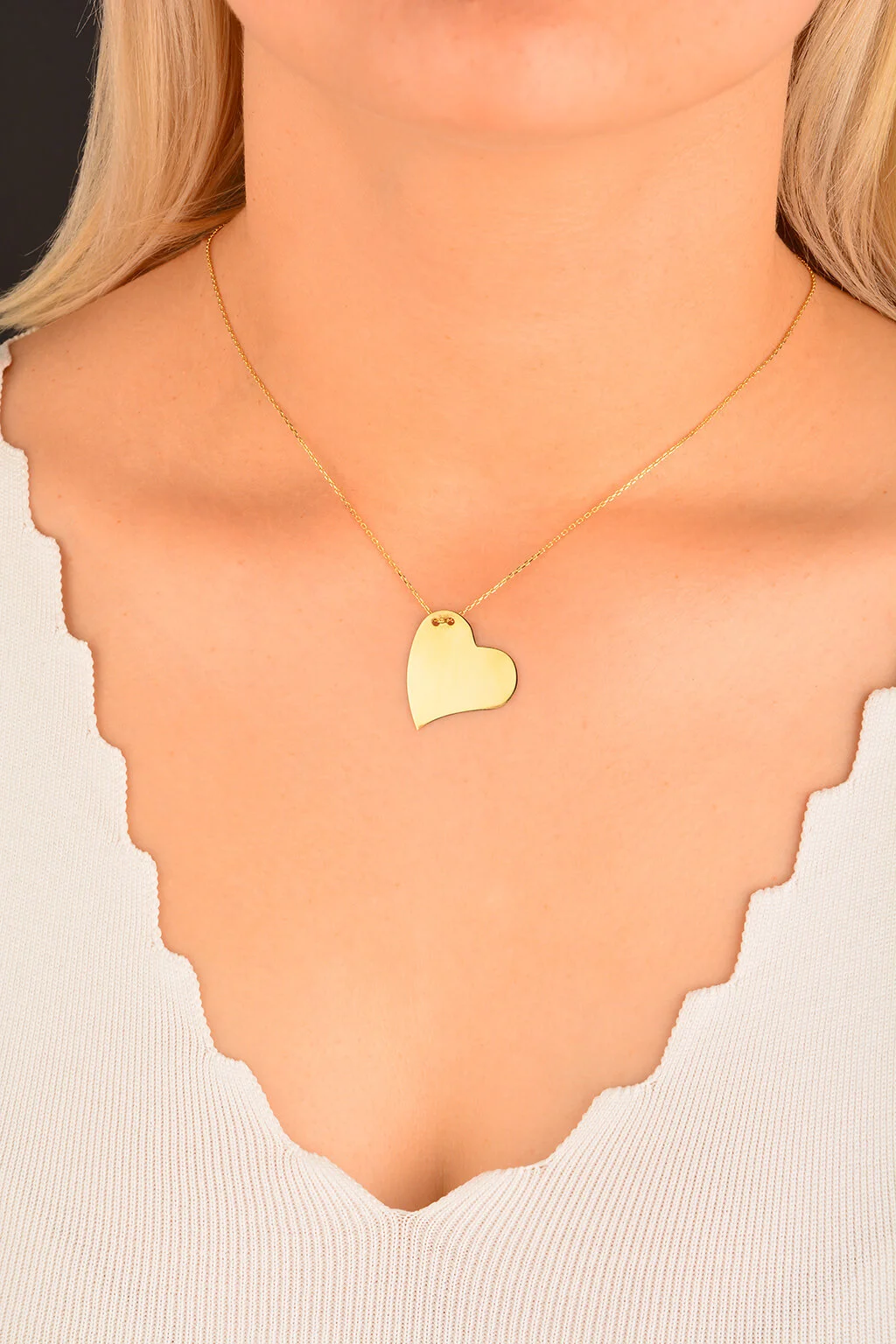 Cebeci 14 Ayar Kalp Altın Kolye