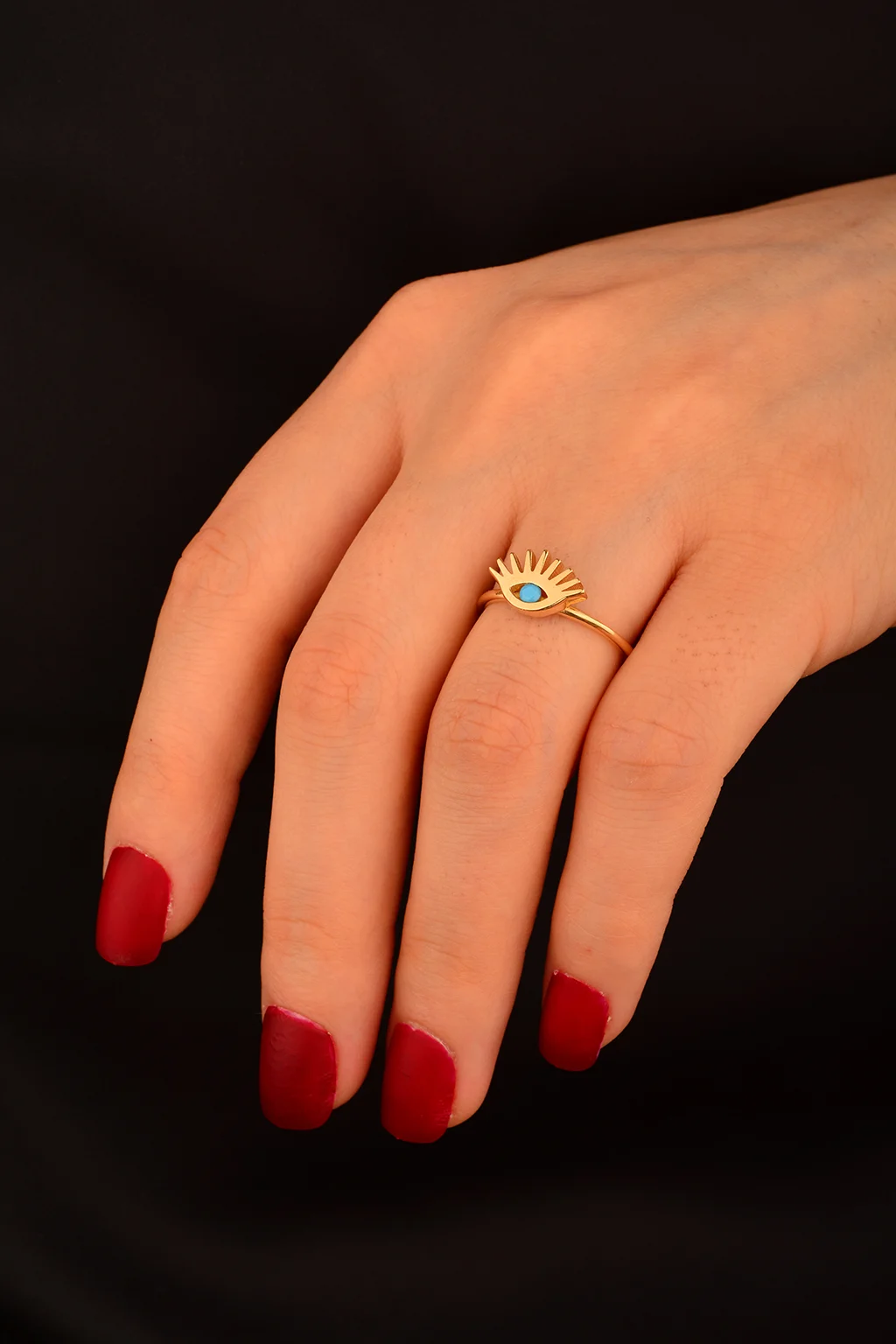 Cebeci 14 Ayar Mavi Göz Altın Yüzük