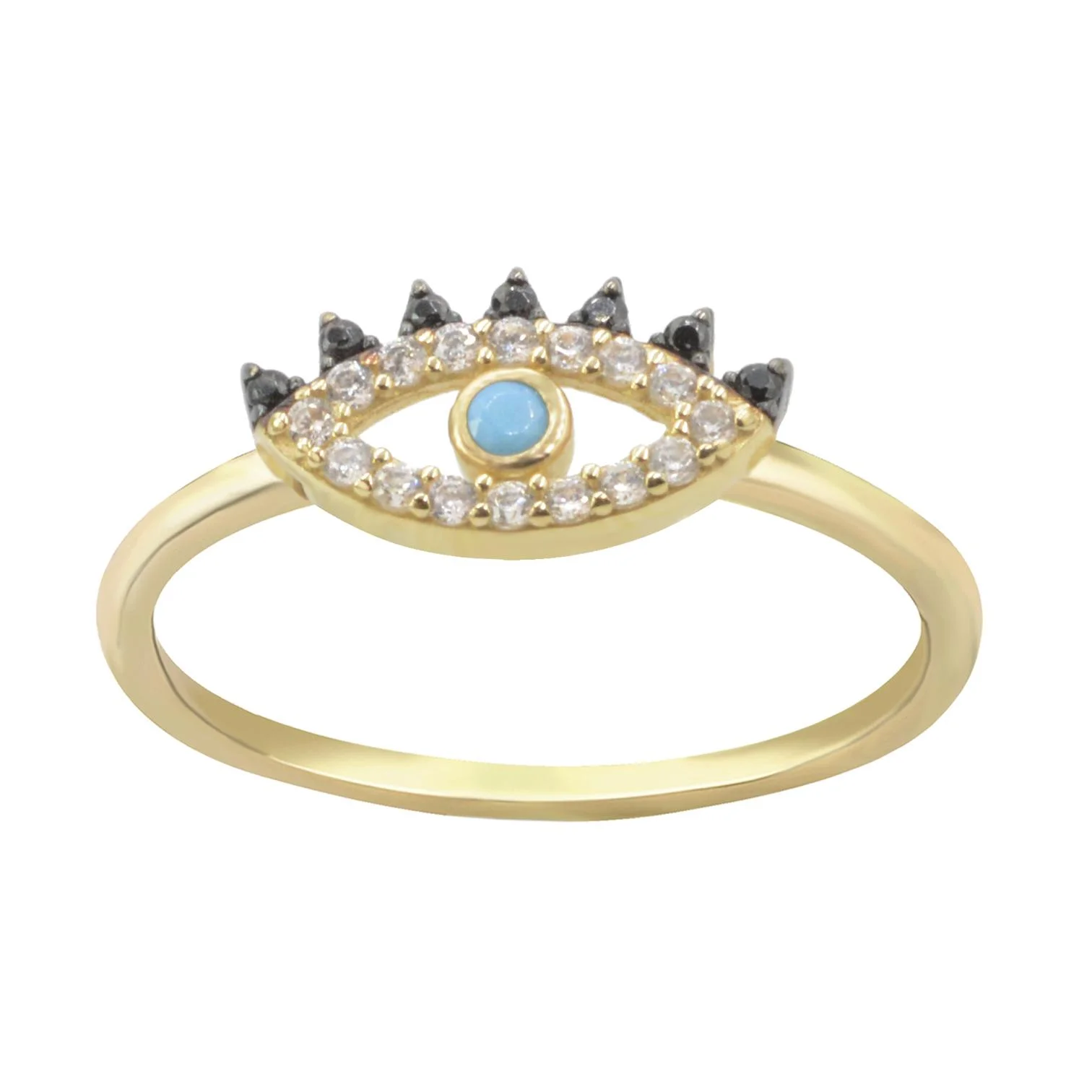 Cebeci 14 Ayar Mavi Göz Kirpik Altın Yüzük