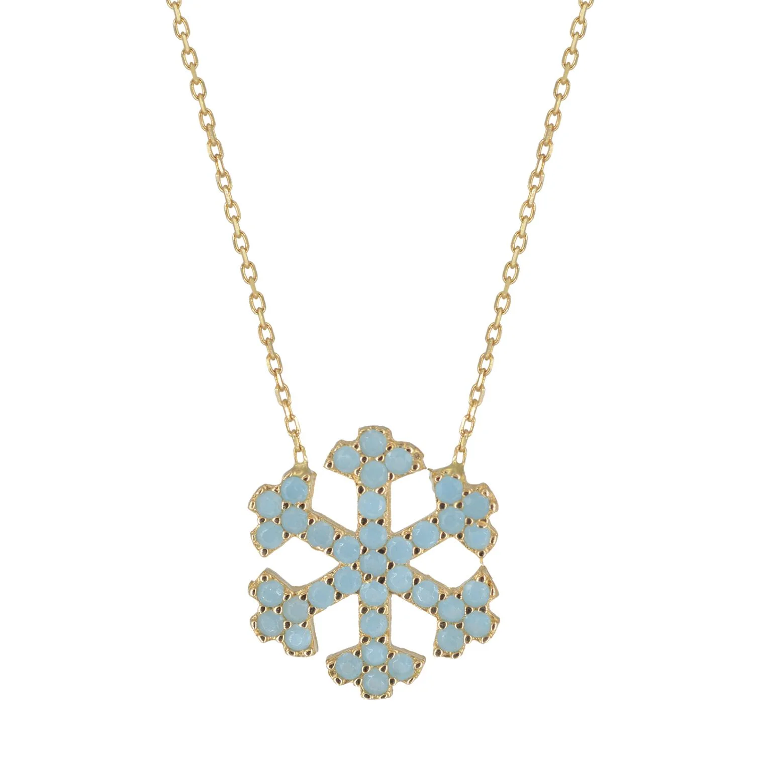 Cebeci 14 Ayar Mavi Kar Tanesi Altın Kolye