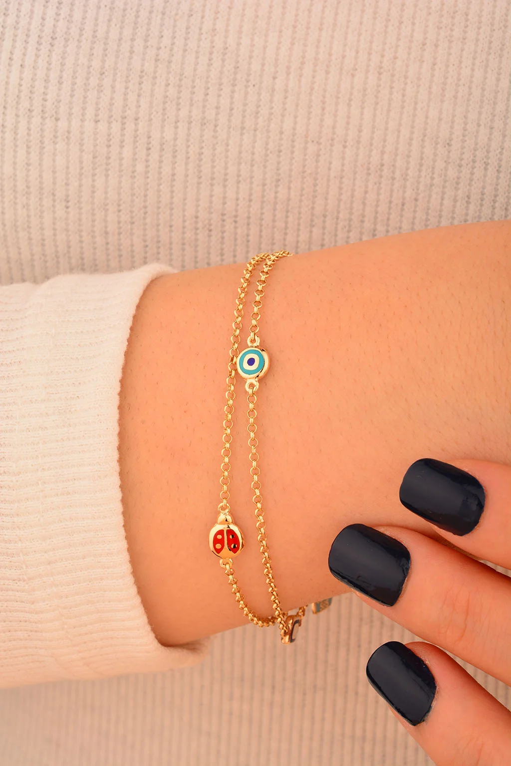 Cebeci 14 Ayar Nazar Boncuklu Altın Bileklik