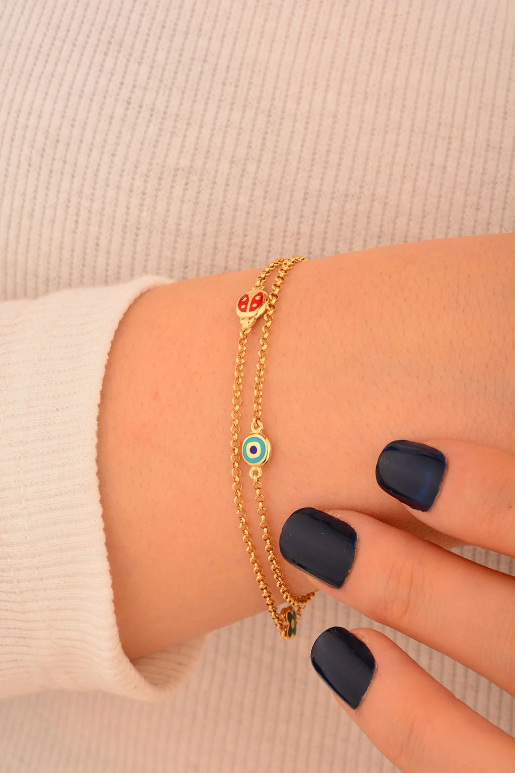 Cebeci 14 Ayar Nazar Boncuklu Altın Bileklik