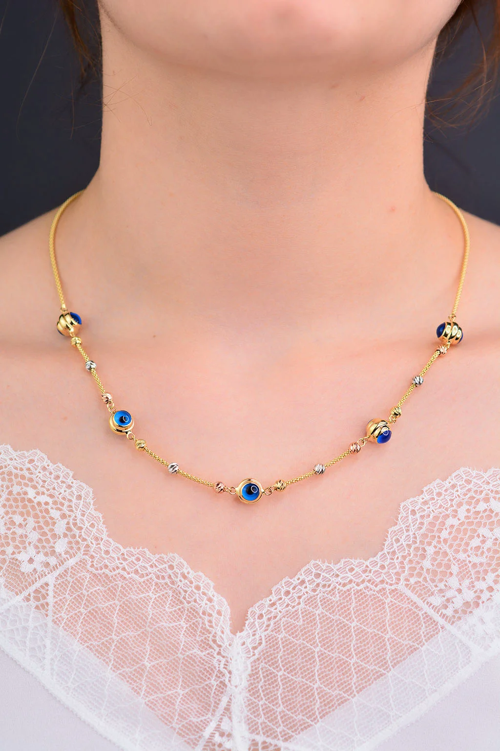 Nazar Boncuklu Altın Kolye