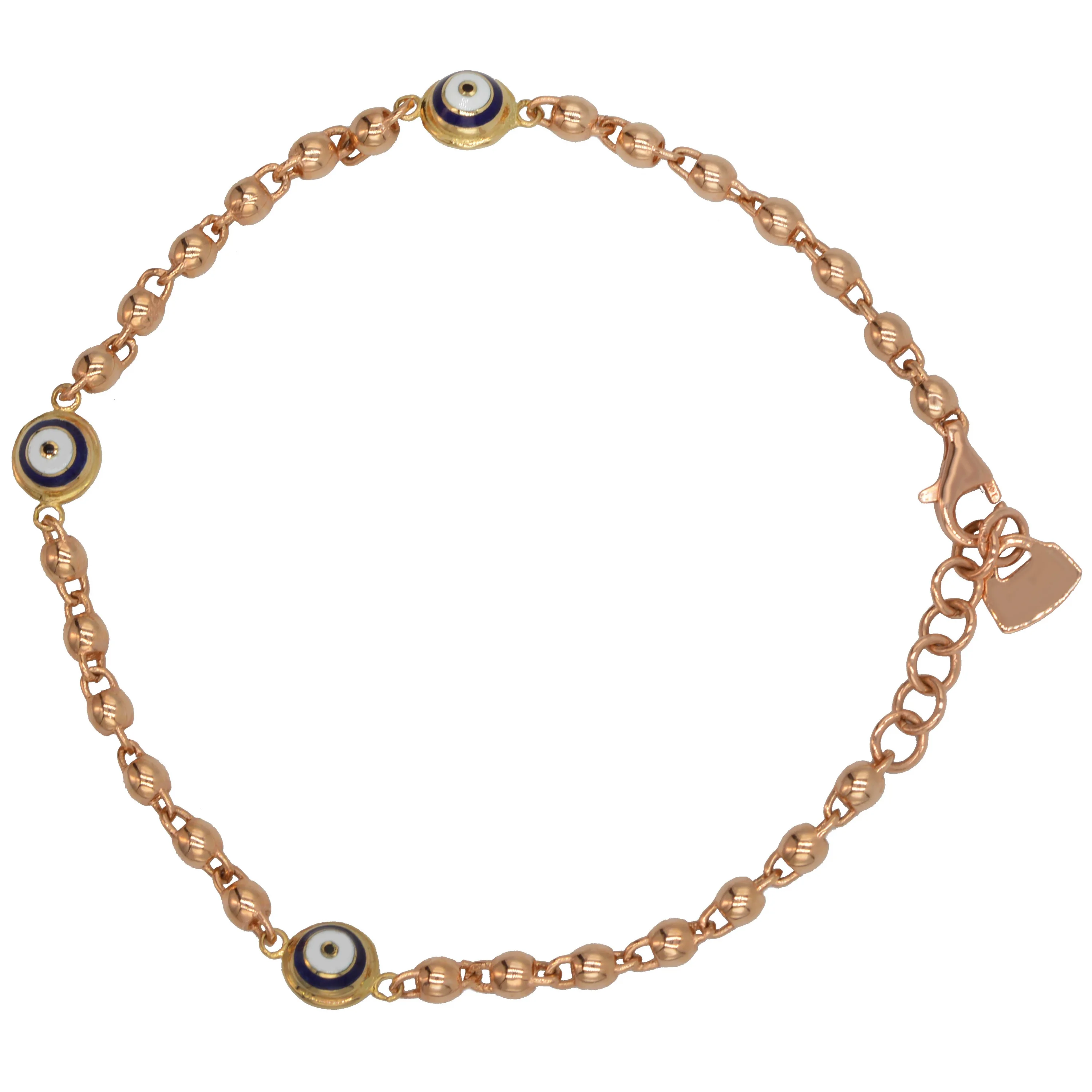 Cebeci 14 Ayar Nazarlı Rose Altın Bileklik