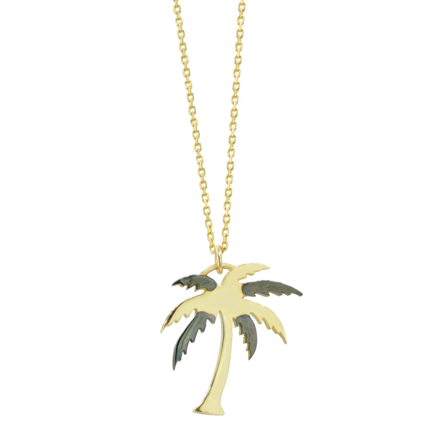 Cebeci 14 Ayar Renkli Palmiyeli Altın Kolye