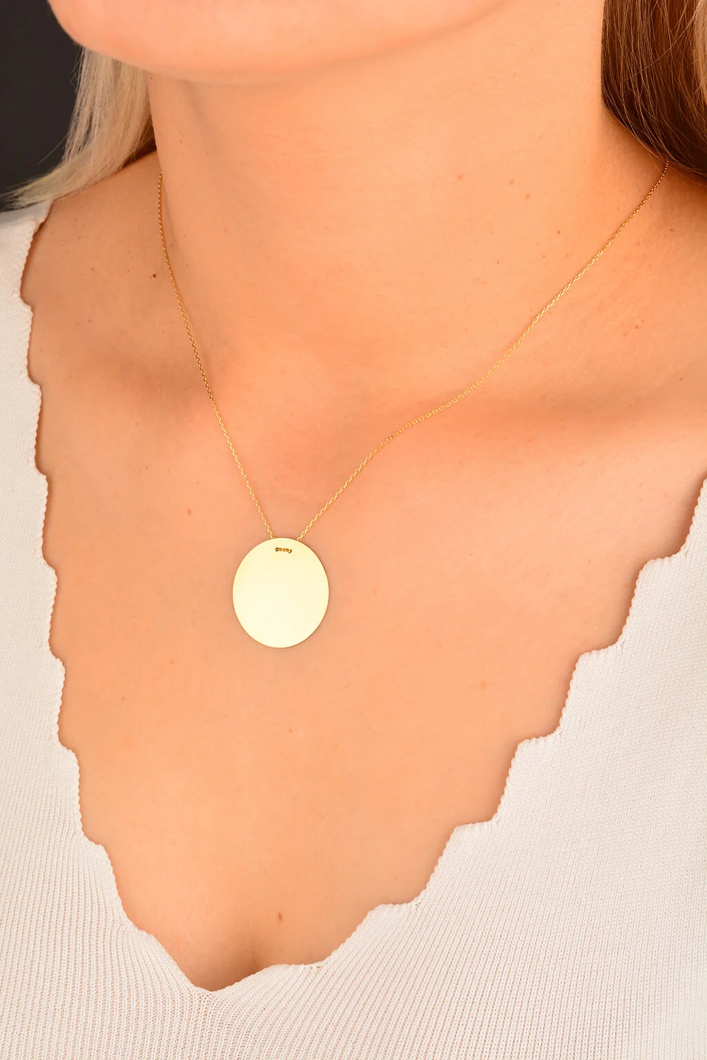 Cebeci 14 Ayar Plaka Altın Kolye