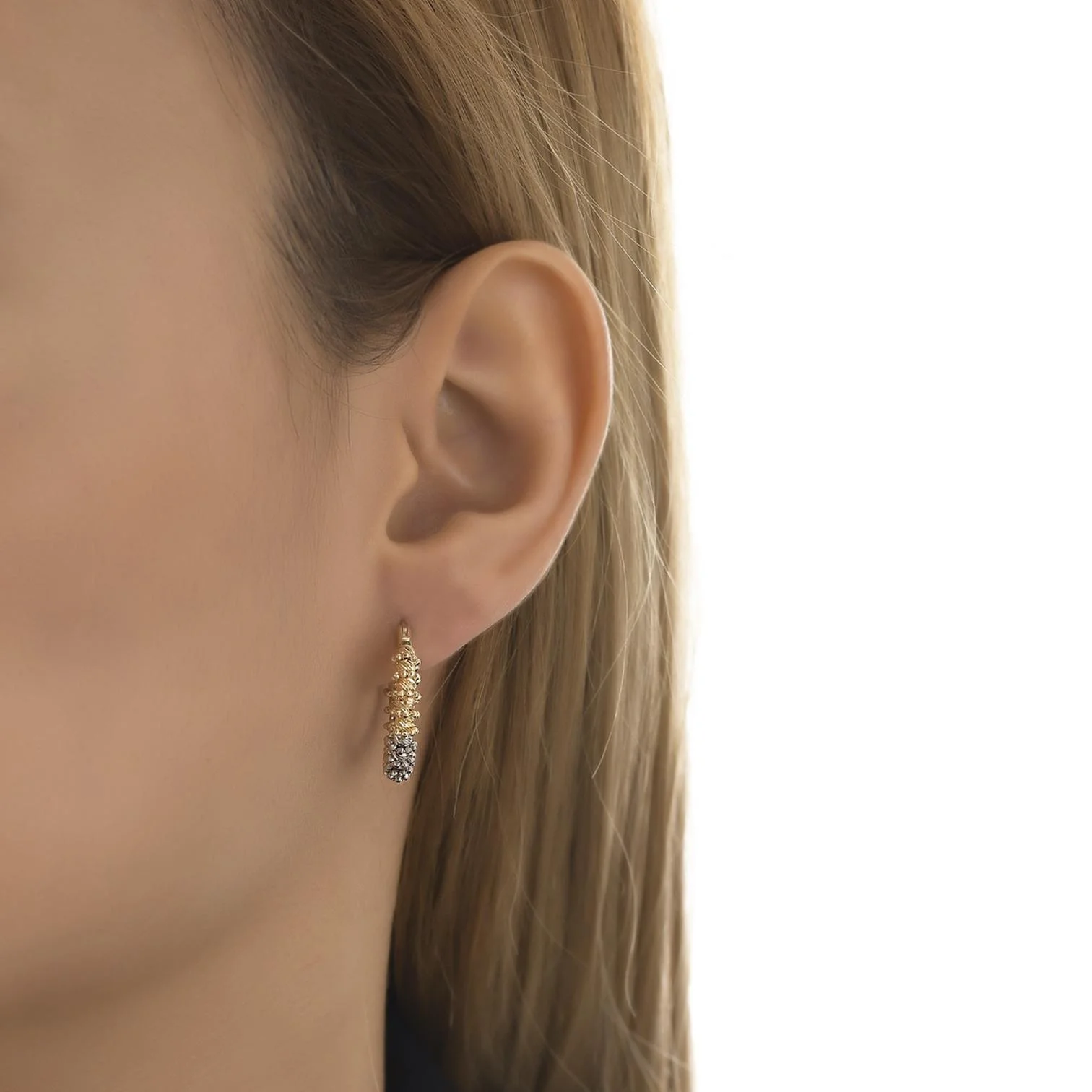 Cebeci 14 Ayar Renkli Dorika Altın Küpe