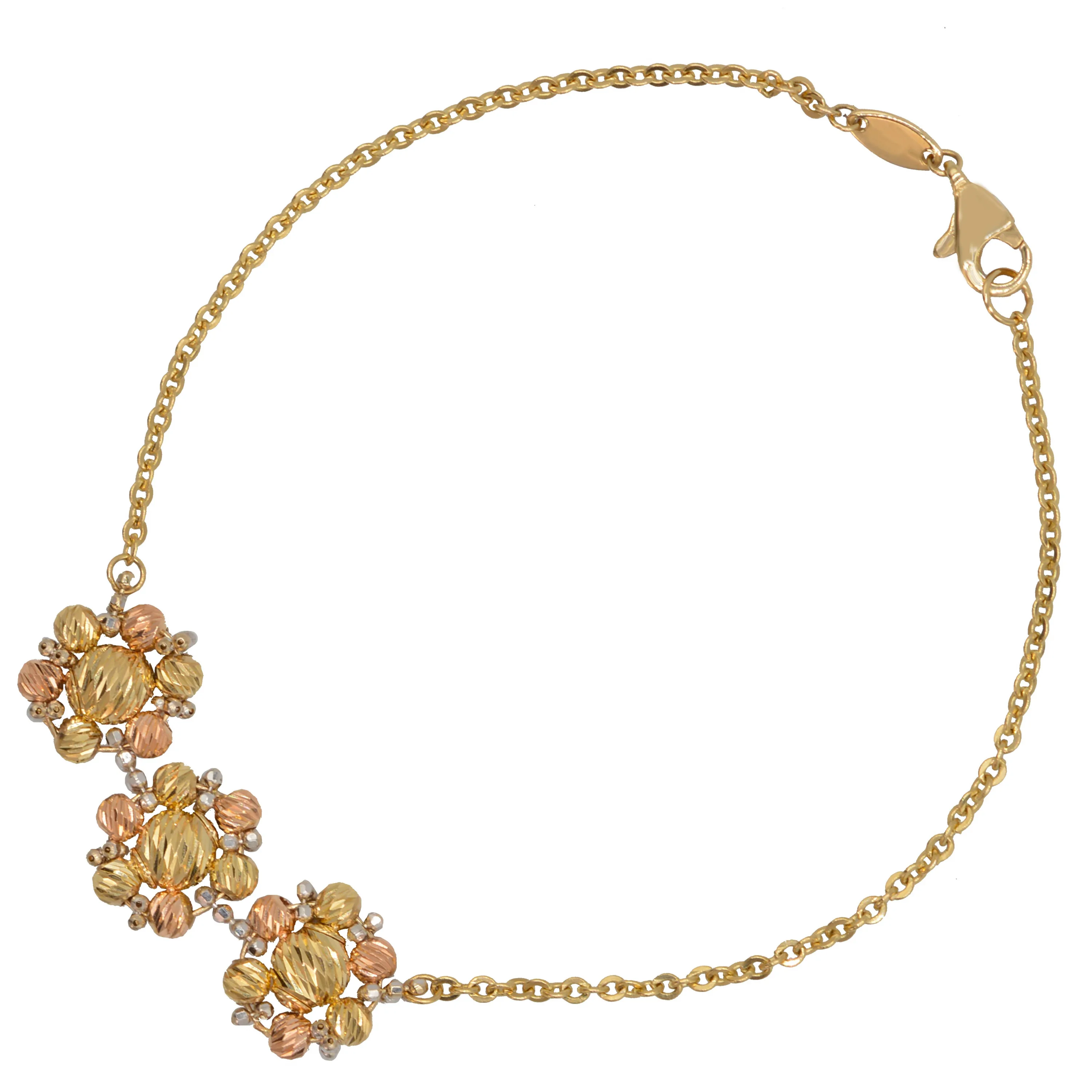 Cebeci 14 Ayar Dorika Çiçekli Altın Bileklik