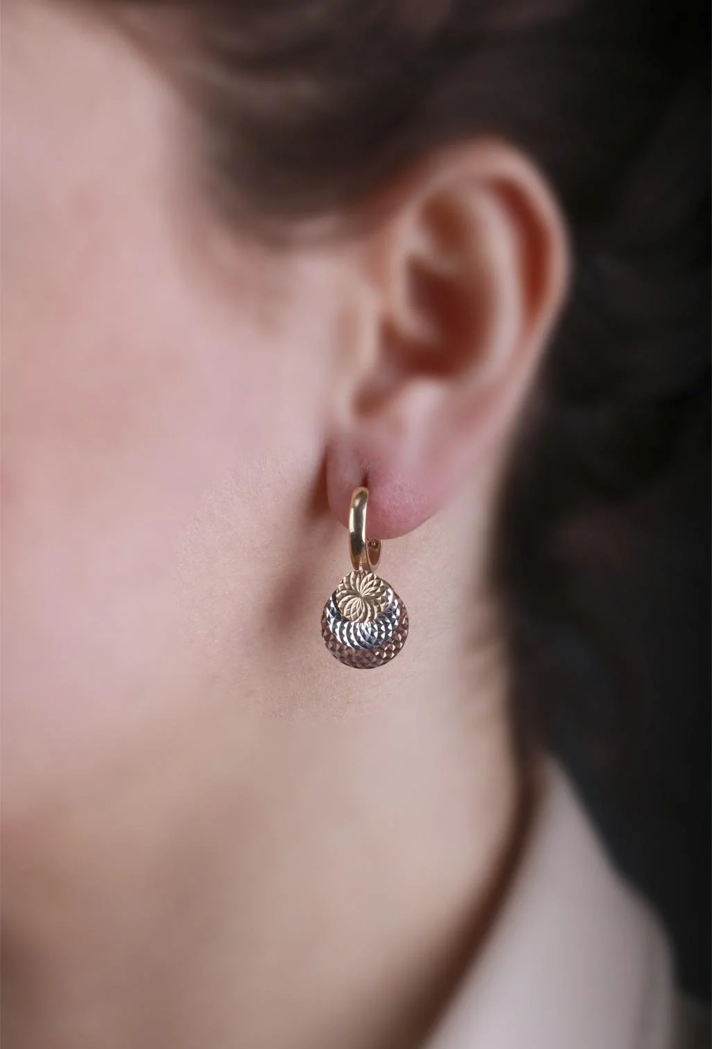 Cebeci 14 Ayar Renkli Pul Halka Altın Küpe