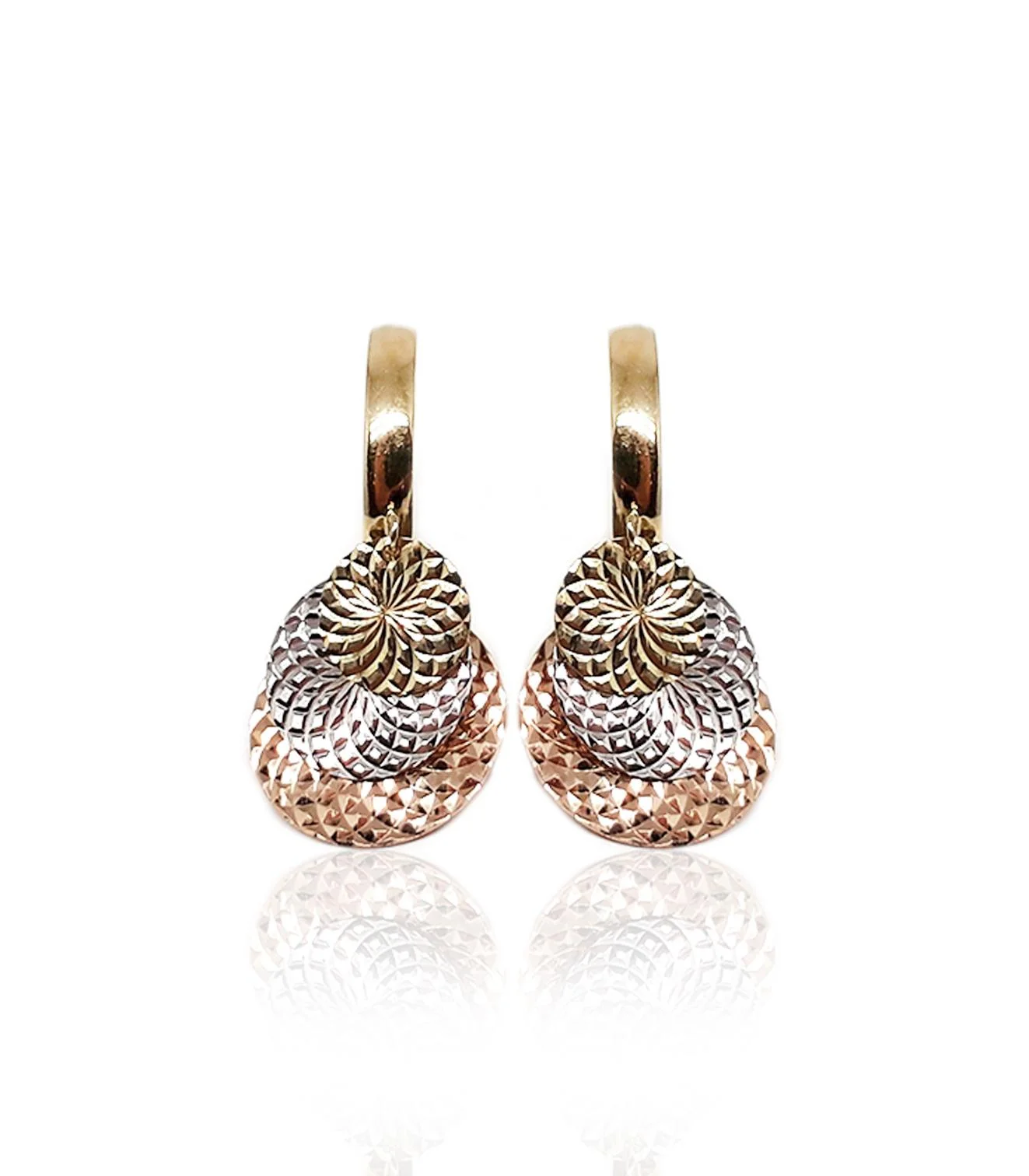 Cebeci 14 Ayar Renkli Pul Halka Altın Küpe