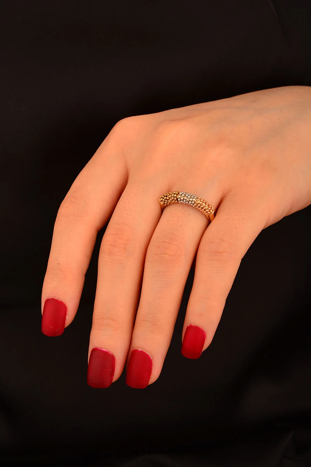 Renkli Sarmal Boncuk Altın Yüzük