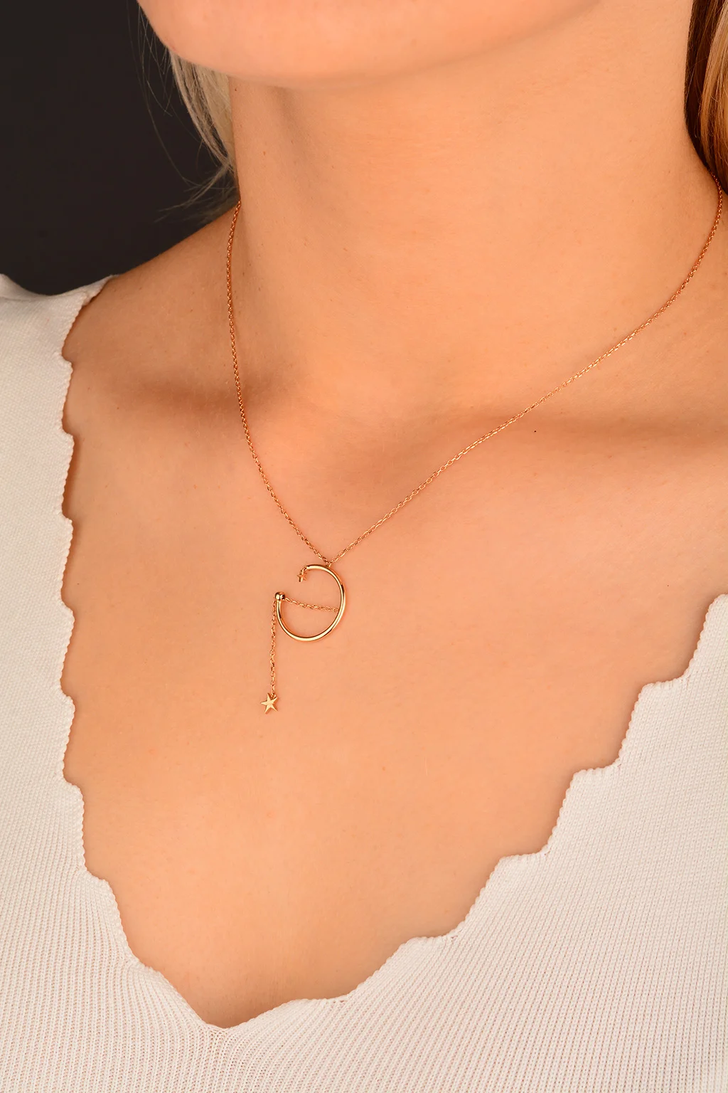 Cebeci 14 Ayar Ay Yıldız Altın Kolye