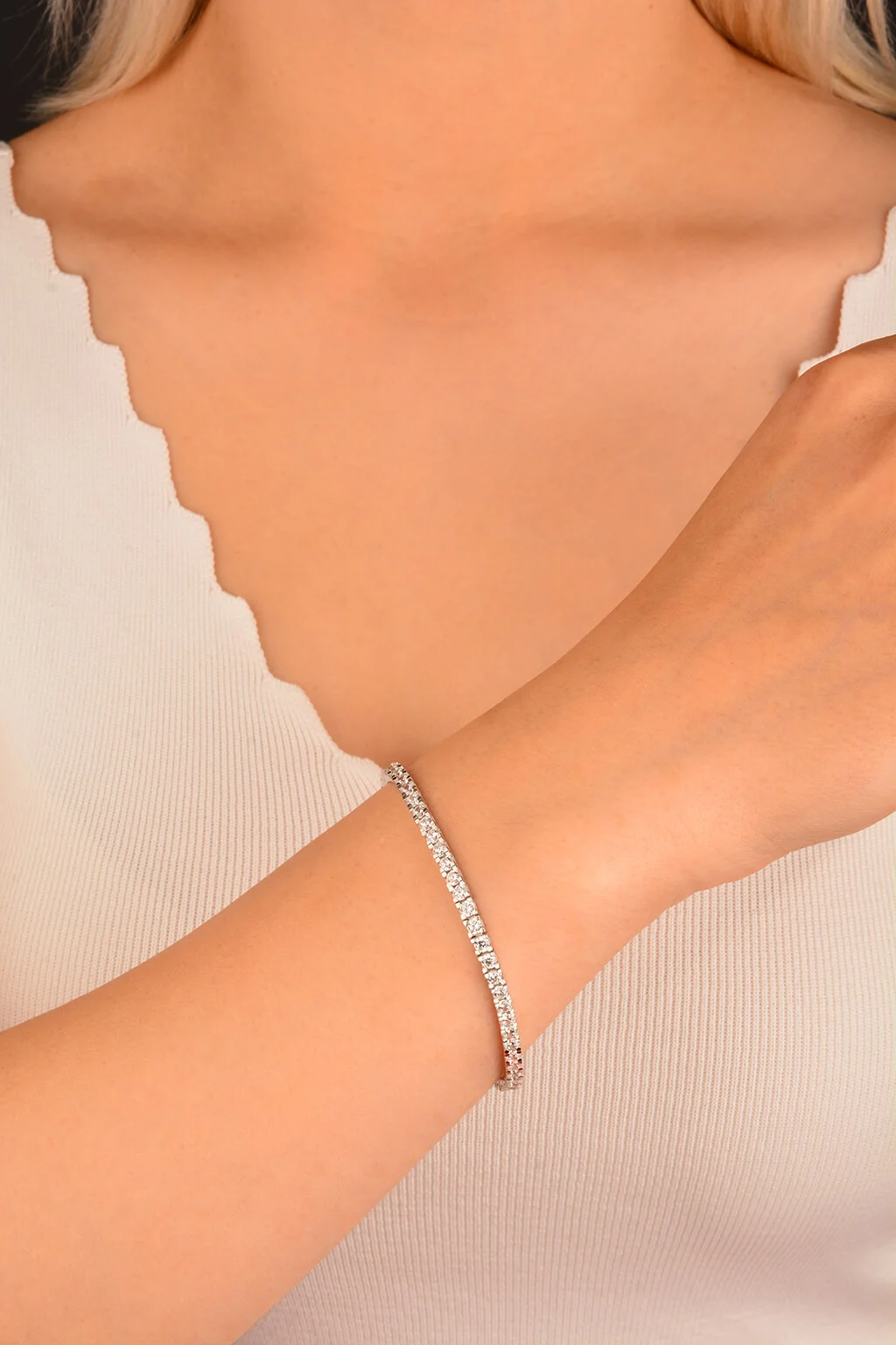 Cebeci 14 Ayar Sırataş Beyaz Altın Bileklik