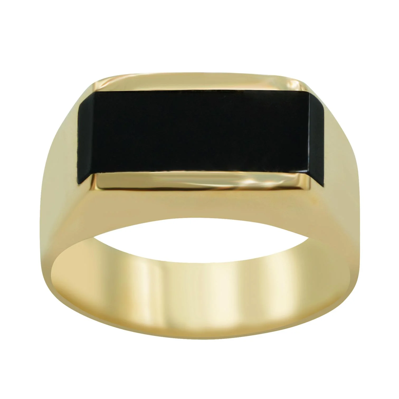 Siyah Taşlı Erkek Altın Yüzük