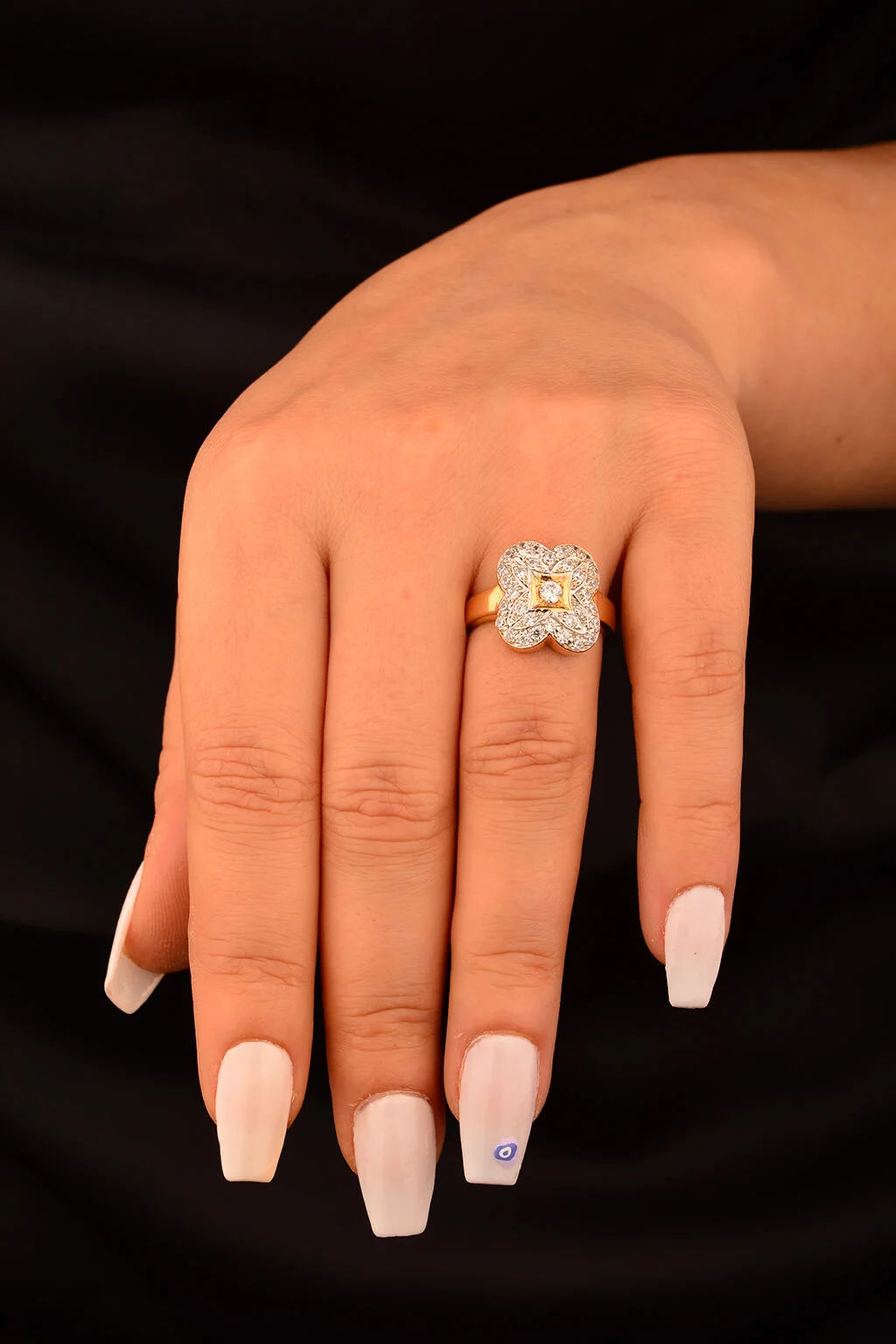 Cebeci 14 Ayar Taşlı Çiçek Altın Yüzük