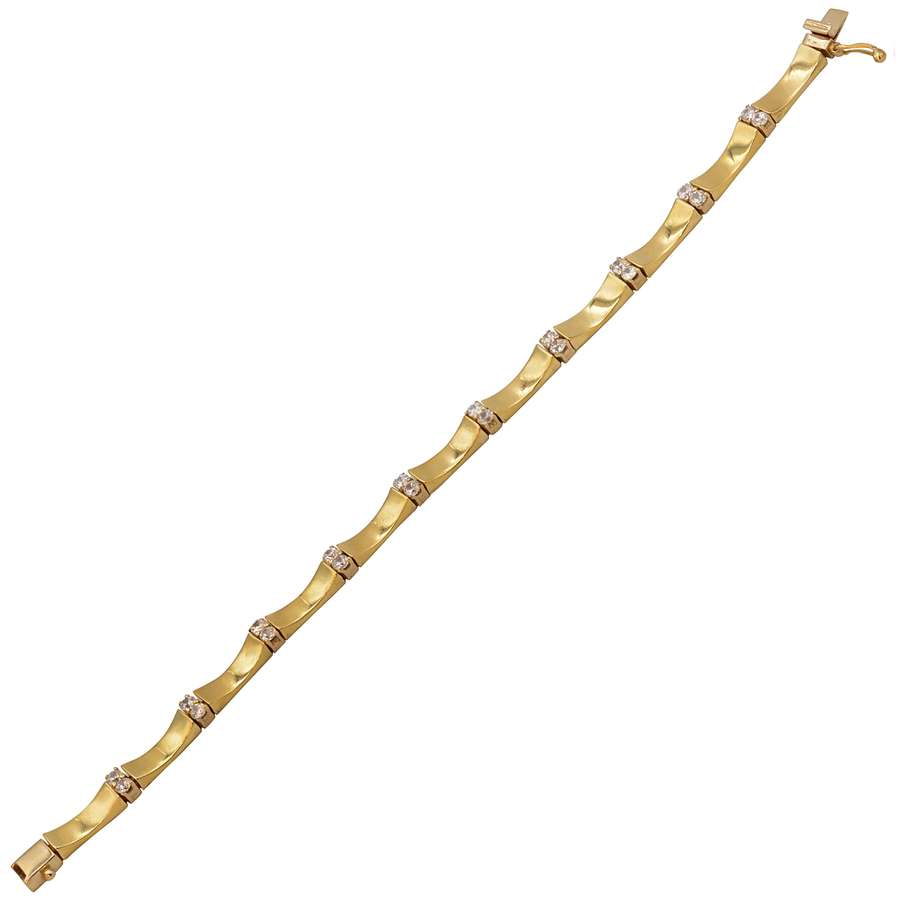 Cebeci 14 Ayar Taşlı İnce Altın Bileklik