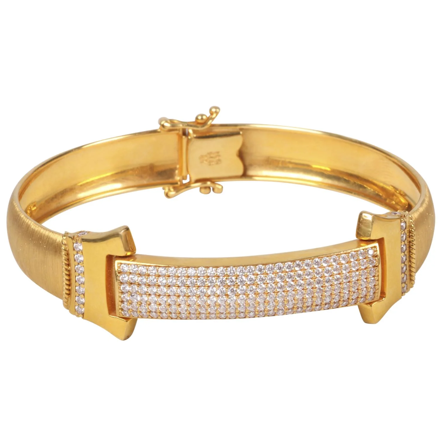 Cebeci 22 Ayar Taşlı Kelepçe Altın Bilezik