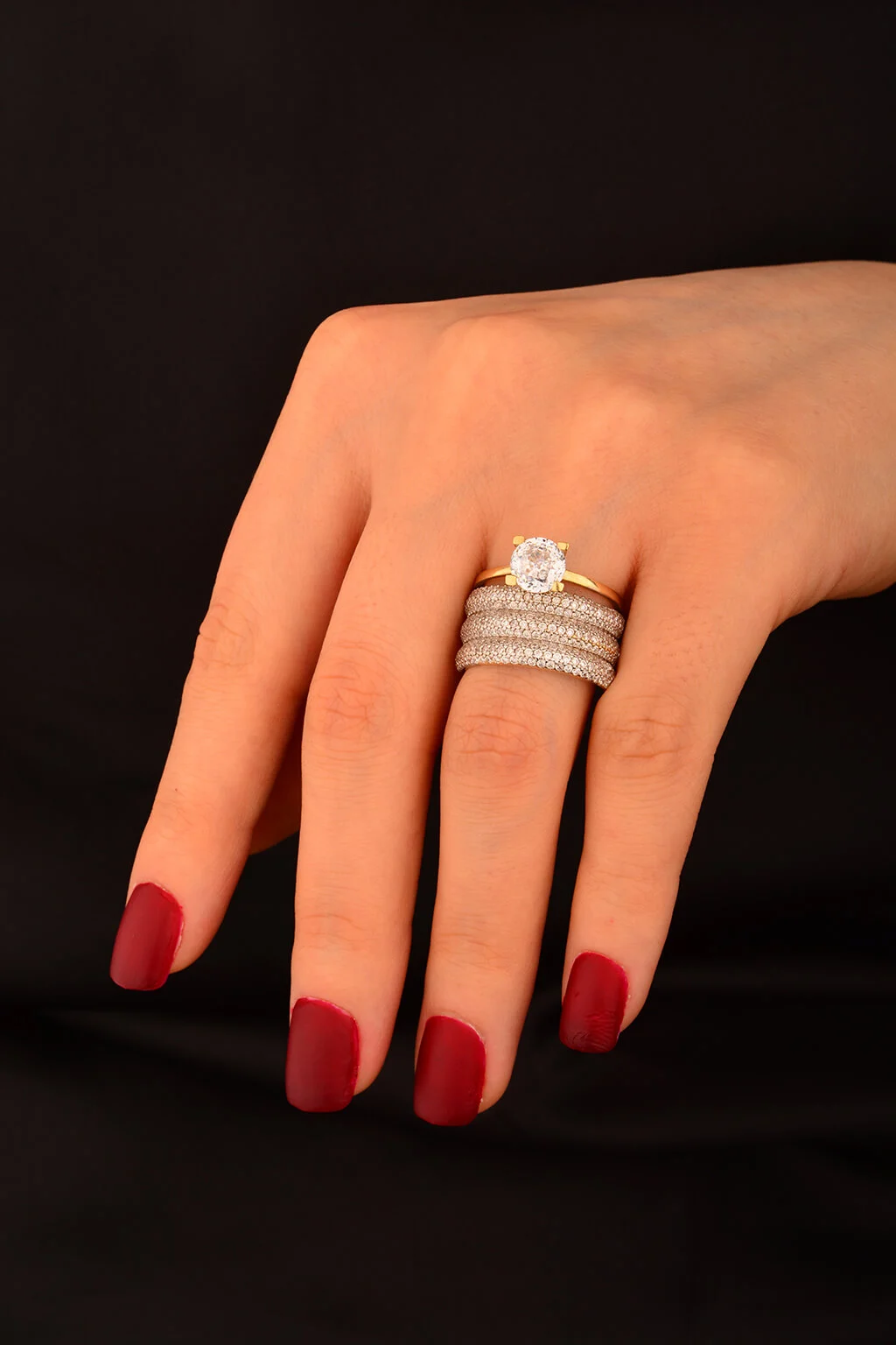 Tek Taşlı Alyans 2 Li Altın Yüzük