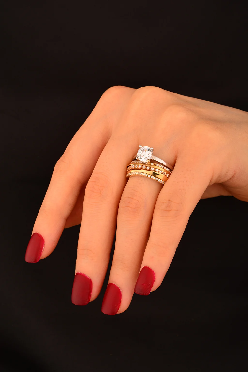 Tek Taşlı Alyans 2 Li Altın Yüzük