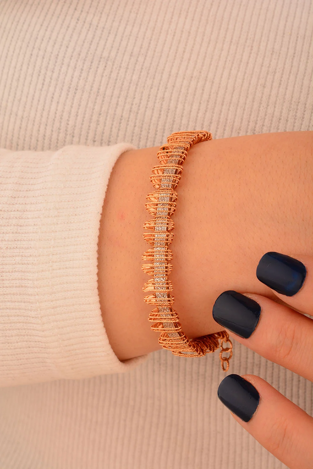 Cebeci 14 Ayar Kelepçe Rose Altın Bileklik