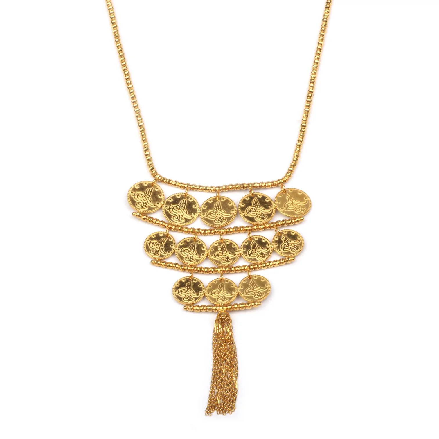 Cebeci 14 Ayar Tuğralı Piramit Altın Kolye