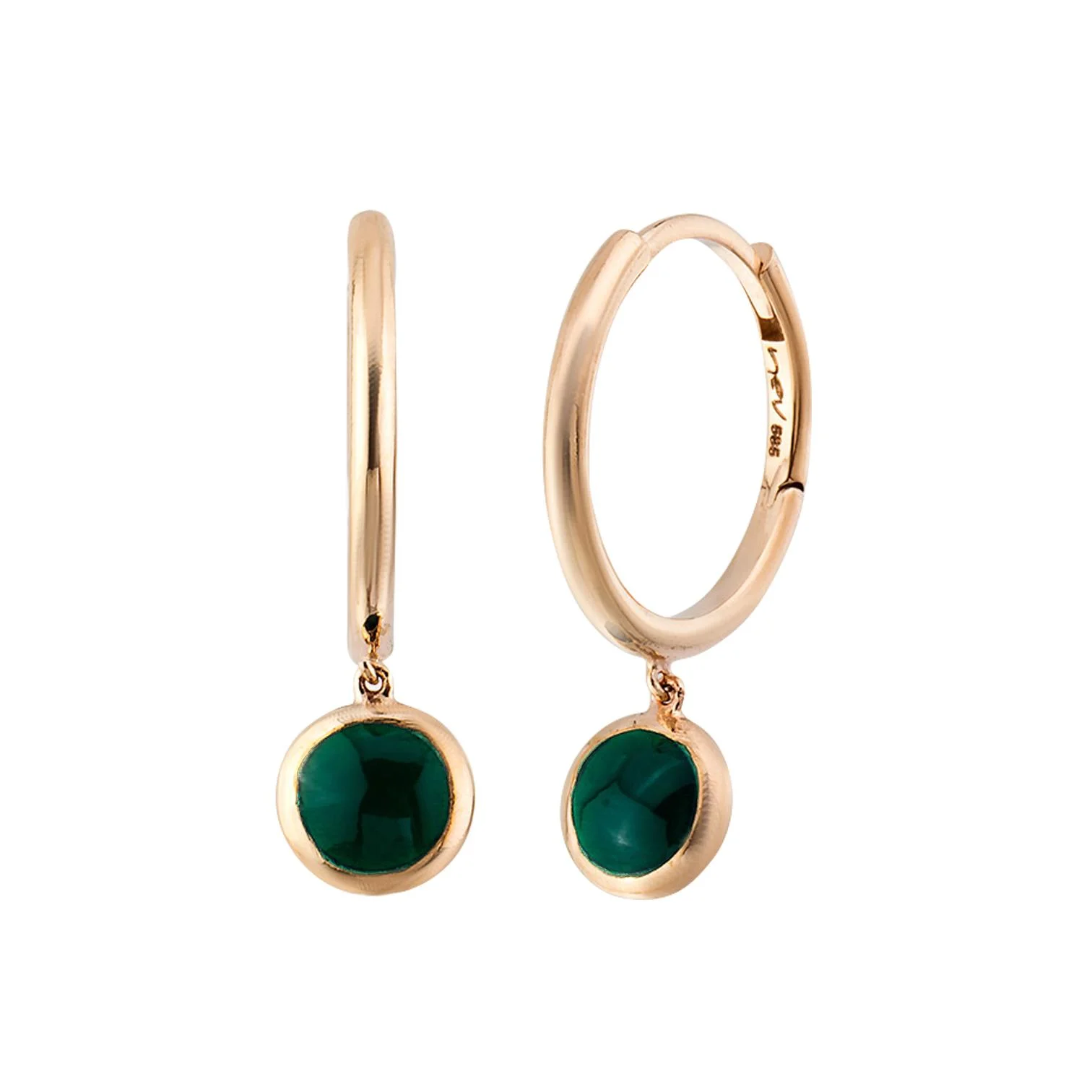 Cebeci 14 Ayar Yeşil Mineli Rose Halka Altın Küpe